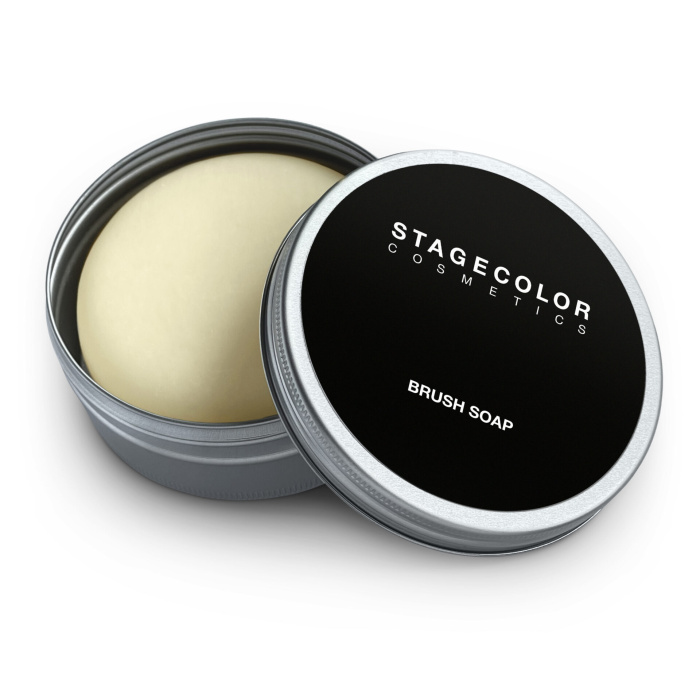 brush soap in a container on white background